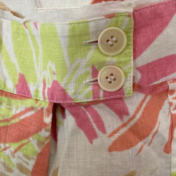 Sigrid Olsen Linen Floral Ankle Pants - Pink, Orange, Tan - Picture 3 of 7